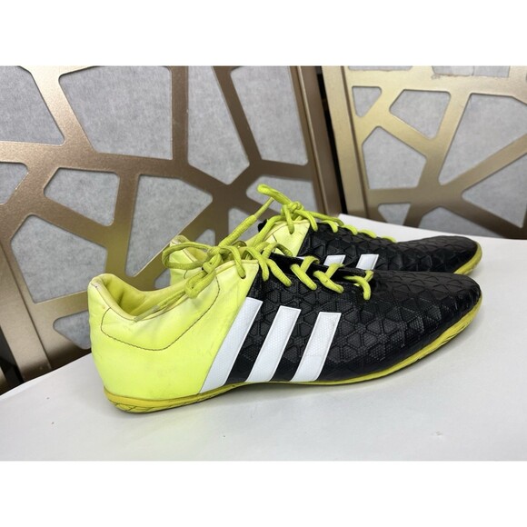 ADIDAS ACE 15.4 IN CORE BLACK SOLAR YELLOW Indoor Soccer Sneakers Men Sz 9 - Picture 1 of 13